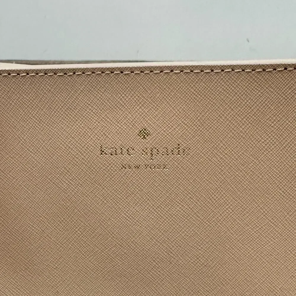 Kate Spade Lida Scotts Place Cream Taupe Leather Tote Bag Red Interior